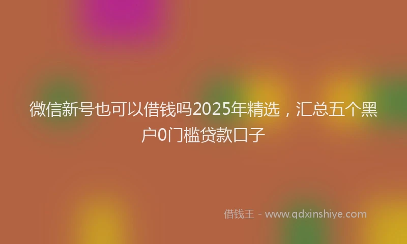 微信新号也可以借钱吗2025年精选，汇总五个黑户0门槛贷款口子