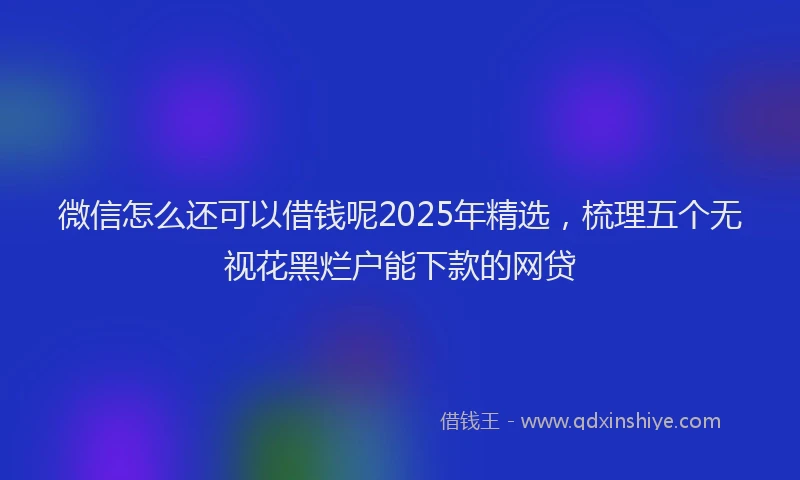 微信怎么还可以借钱呢2025年精选，梳理五个无视花黑烂户能下款的网贷
