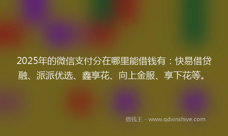 2025年的微信支付分在哪里能借钱有：快易借贷融、派派优选、鑫享花、向上金服、享下花等。