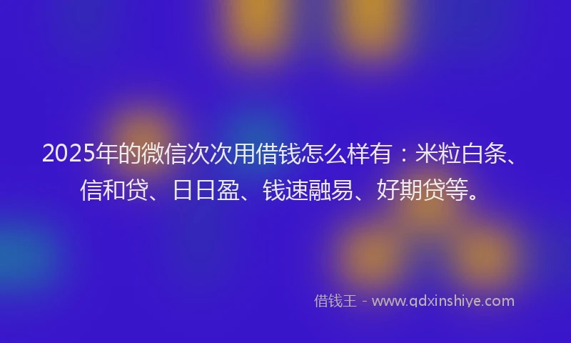 2025年的微信次次用借钱怎么样有：米粒白条、信和贷、日日盈、钱速融易、好期贷等。