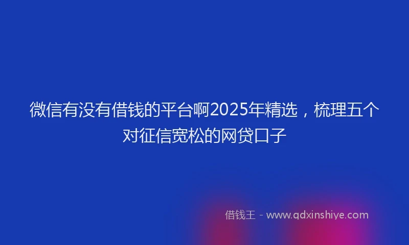 微信有没有借钱的平台啊2025年精选，梳理五个对征信宽松的网贷口子