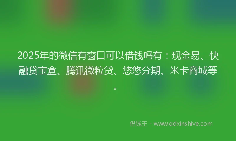 2025年的微信有窗口可以借钱吗有：现金易、快融贷宝盒、腾讯微粒贷、悠悠分期、米卡商城等。