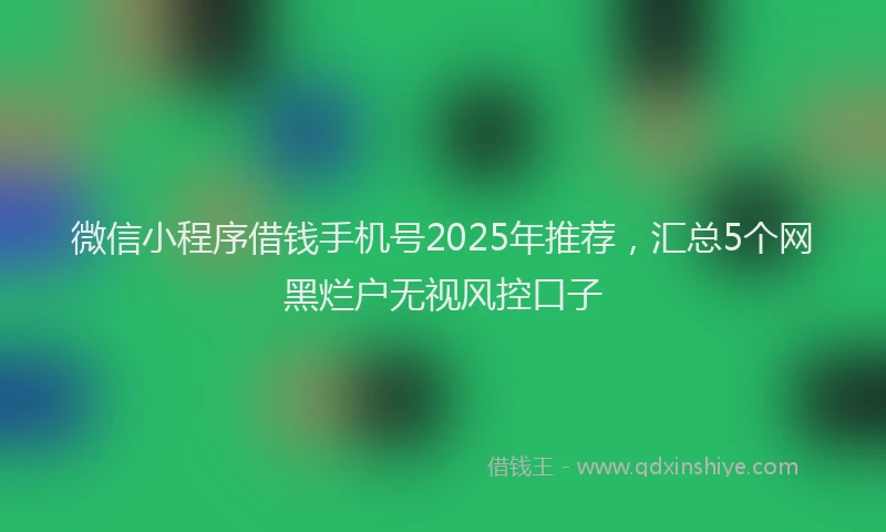 微信小程序借钱手机号2025年推荐，汇总5个网黑烂户无视风控口子