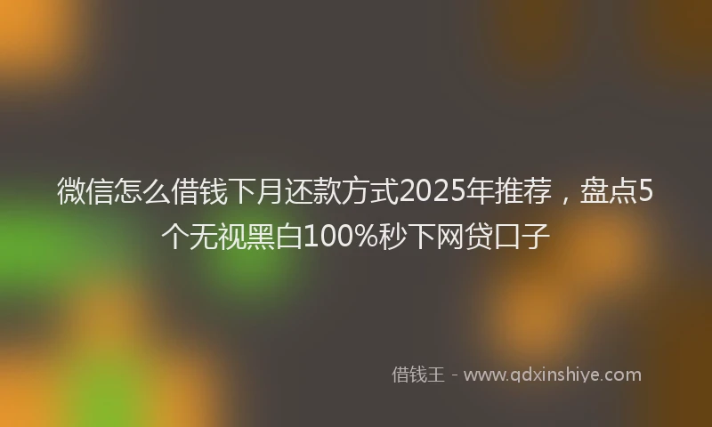 微信怎么借钱下月还款方式2025年推荐，盘点5个无视黑白100%秒下网贷口子