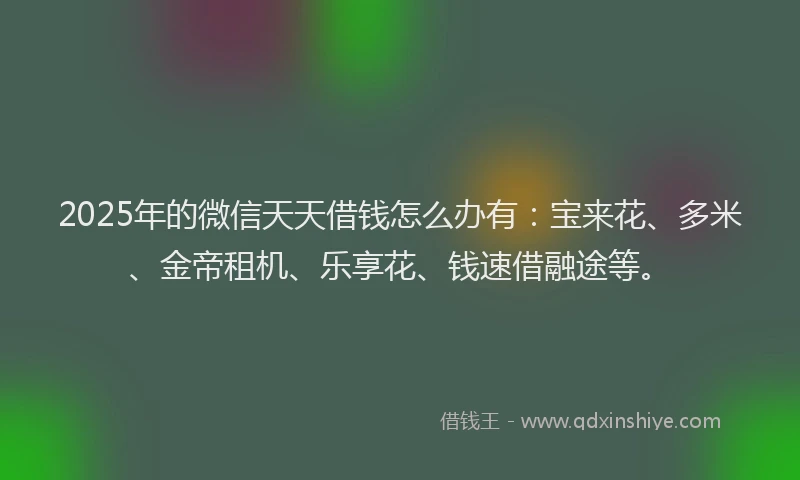 2025年的微信天天借钱怎么办有：宝来花、多米、金帝租机、乐享花、钱速借融途等。