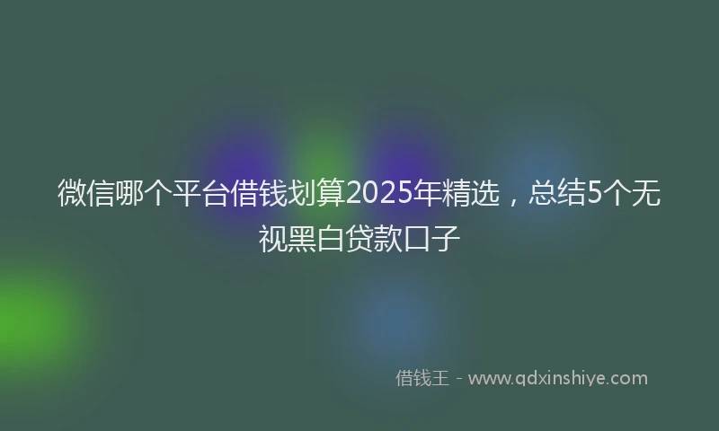 微信哪个平台借钱划算2025年精选，总结5个无视黑白贷款口子