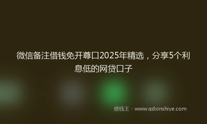 微信备注借钱免开尊口2025年精选，分享5个利息低的网贷口子