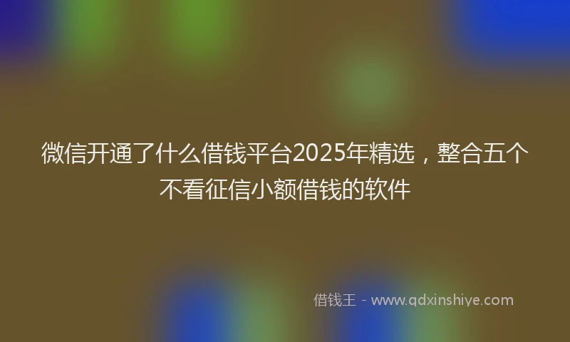 微信开通了什么借钱平台2025年精选，整合五个不看征信小额借钱的软件