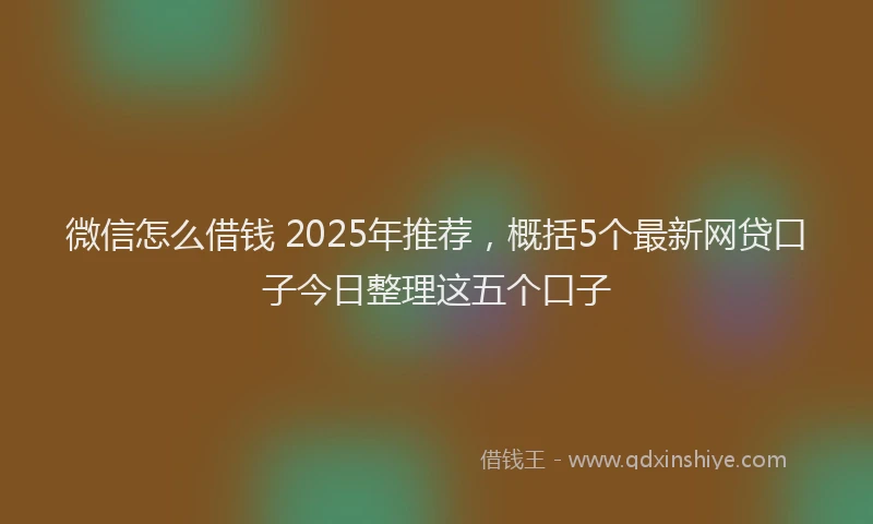 微信怎么借钱 2025年推荐，概括5个最新网贷口子今日整理这五个口子