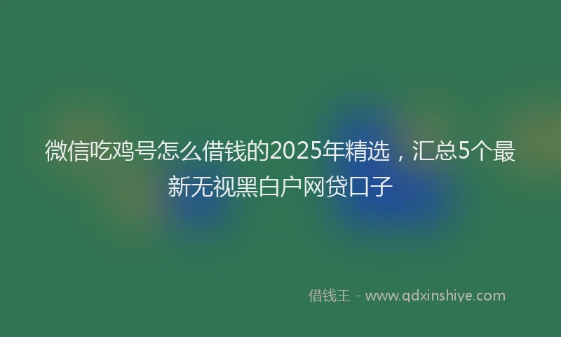 微信吃鸡号怎么借钱的2025年精选，汇总5个最新无视黑白户网贷口子