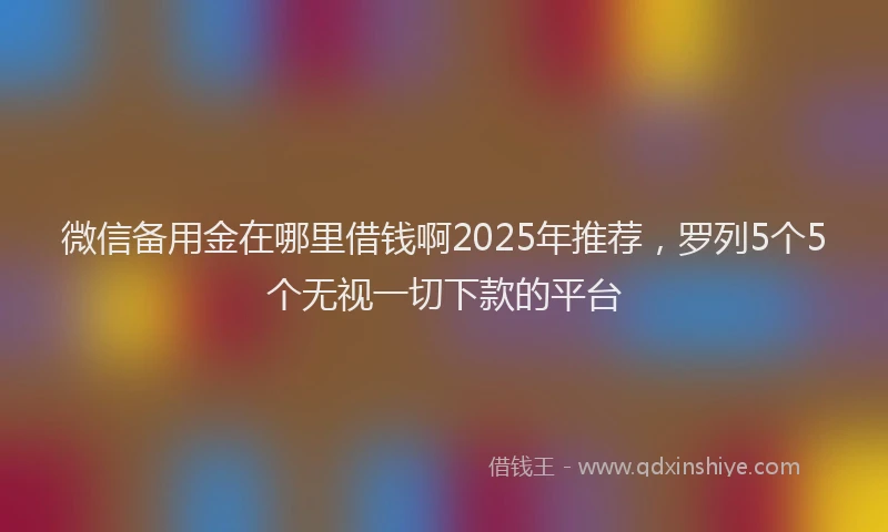 微信备用金在哪里借钱啊2025年推荐，罗列5个5个无视一切下款的平台