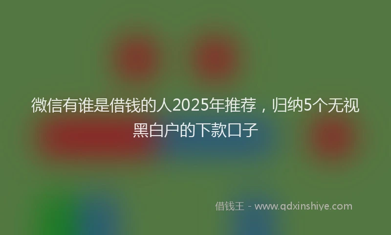微信有谁是借钱的人2025年推荐，归纳5个无视黑白户的下款口子
