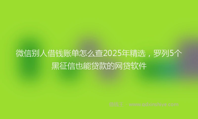 微信别人借钱账单怎么查2025年精选，罗列5个黑征信也能贷款的网贷软件