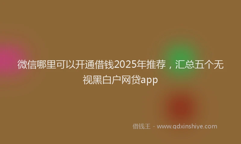 微信哪里可以开通借钱2025年推荐，汇总五个无视黑白户网贷app
