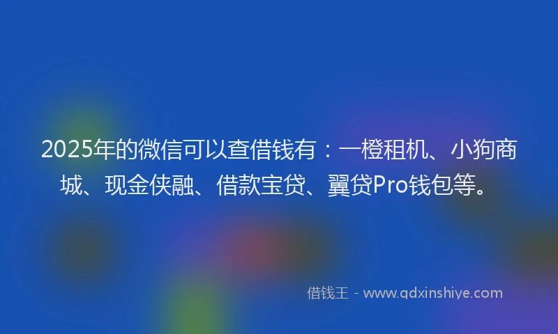 2025年的微信可以查借钱有：一橙租机、小狗商城、现金侠融、借款宝贷、翼贷Pro钱包等。