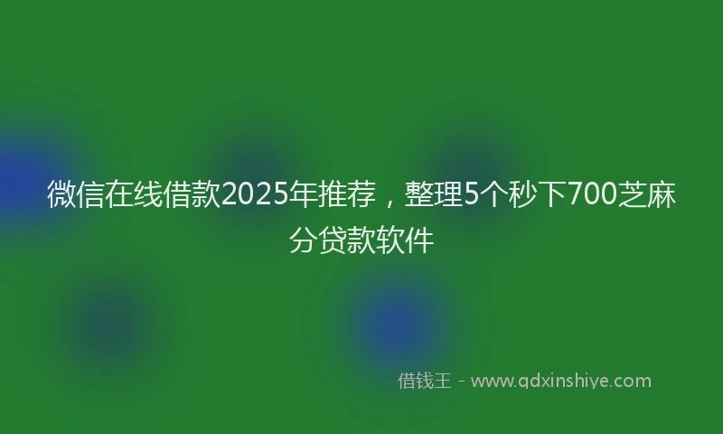 微信在线借款2025年推荐，整理5个秒下700芝麻分贷款软件