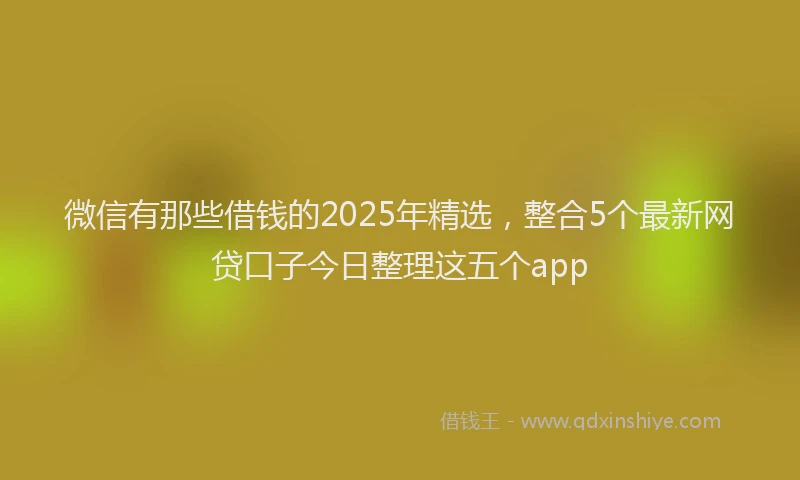 微信有那些借钱的2025年精选，整合5个最新网贷口子今日整理这五个app