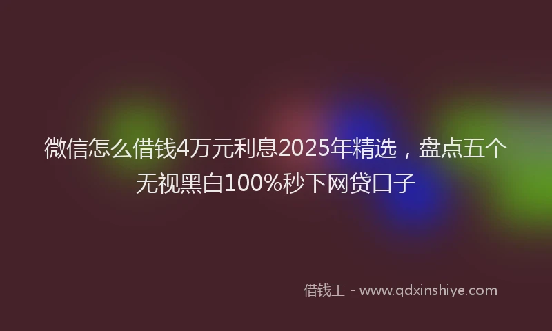 微信怎么借钱4万元利息2025年精选，盘点五个无视黑白100%秒下网贷口子