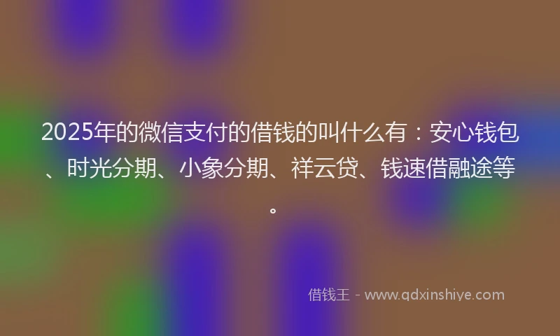 2025年的微信支付的借钱的叫什么有：安心钱包、时光分期、小象分期、祥云贷、钱速借融途等。