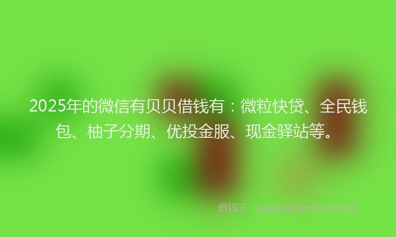 2025年的微信有贝贝借钱有：微粒快贷、全民钱包、柚子分期、优投金服、现金驿站等。