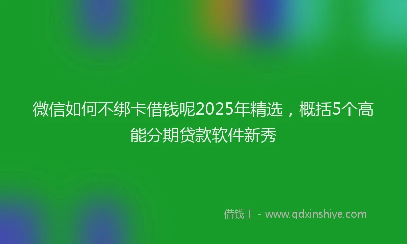 微信如何不绑卡借钱呢2025年精选，概括5个高能分期贷款软件新秀