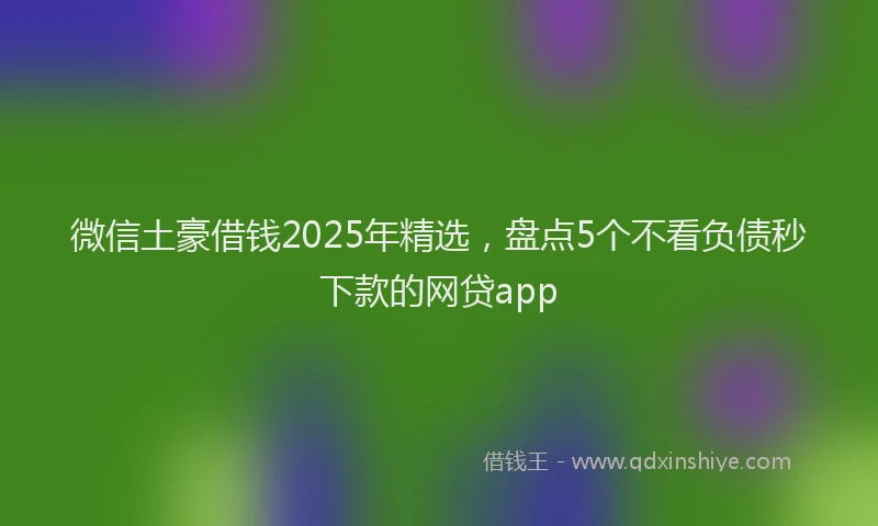 微信土豪借钱2025年精选，盘点5个不看负债秒下款的网贷app