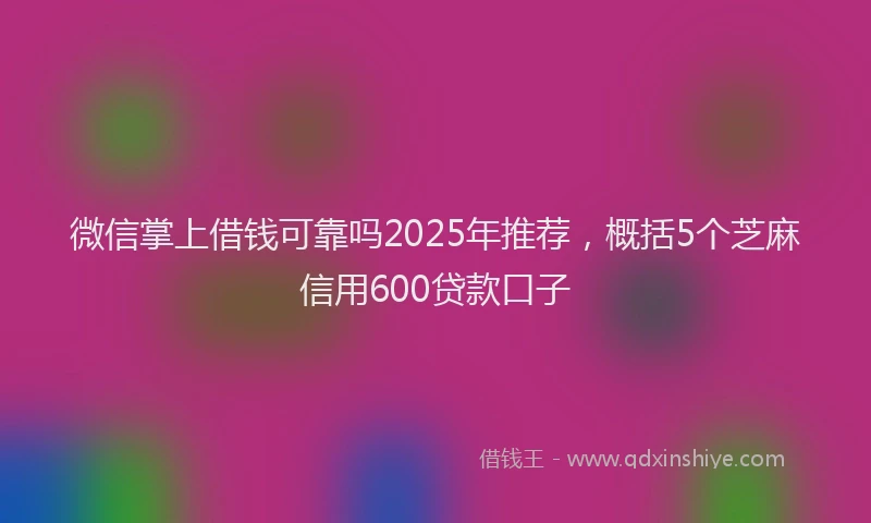 微信掌上借钱可靠吗2025年推荐，概括5个芝麻信用600贷款口子