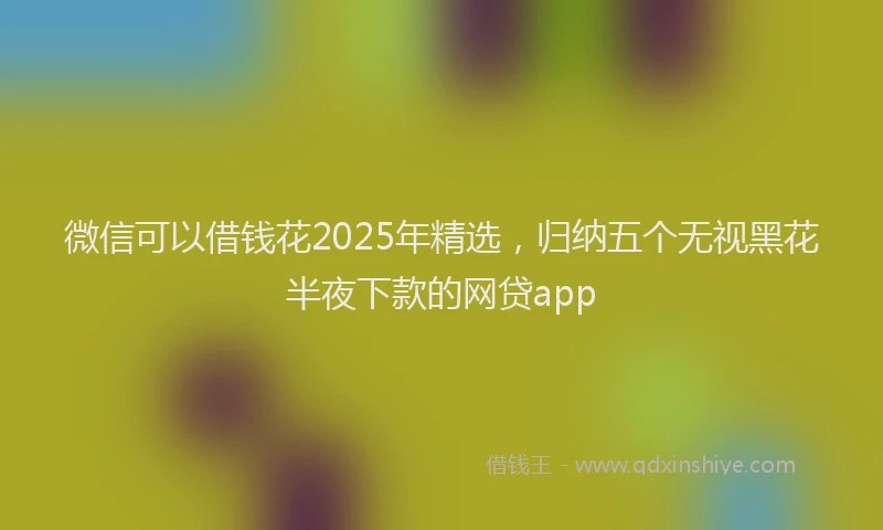 微信可以借钱花2025年精选，归纳五个无视黑花半夜下款的网贷app