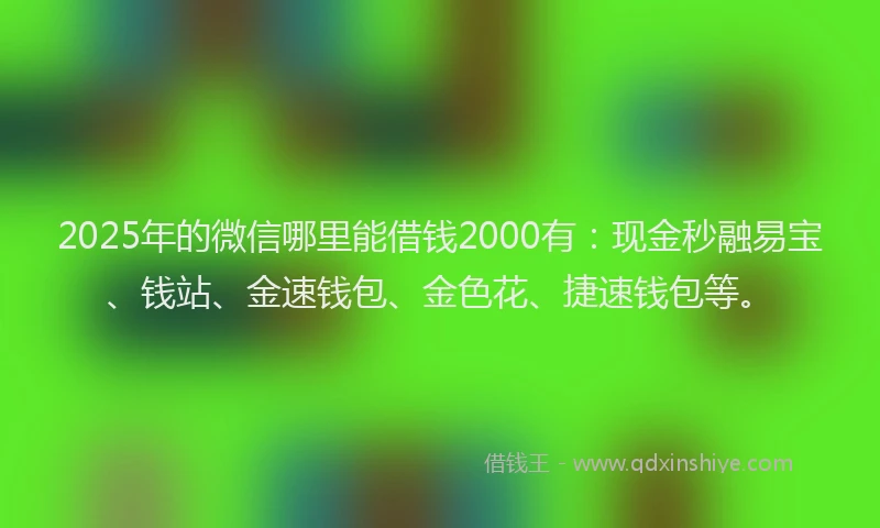 2025年的微信哪里能借钱2000有：现金秒融易宝、钱站、金速钱包、金色花、捷速钱包等。
