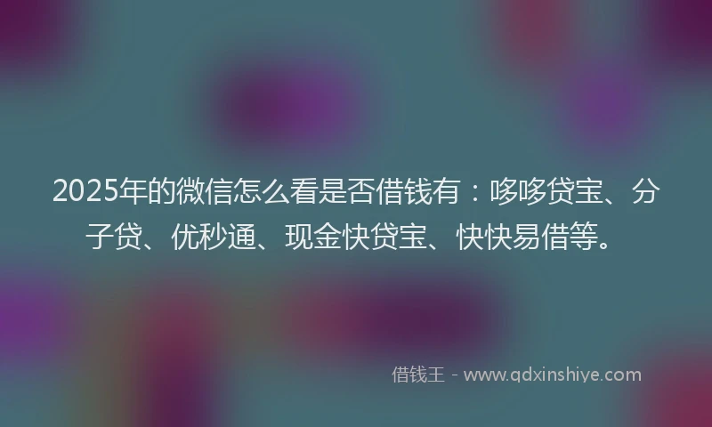 2025年的微信怎么看是否借钱有：哆哆贷宝、分子贷、优秒通、现金快贷宝、快快易借等。