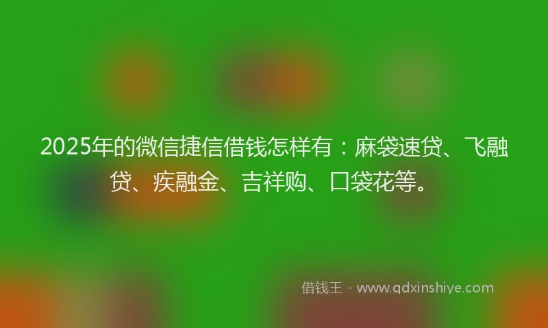 2025年的微信捷信借钱怎样有：麻袋速贷、飞融贷、疾融金、吉祥购、口袋花等。