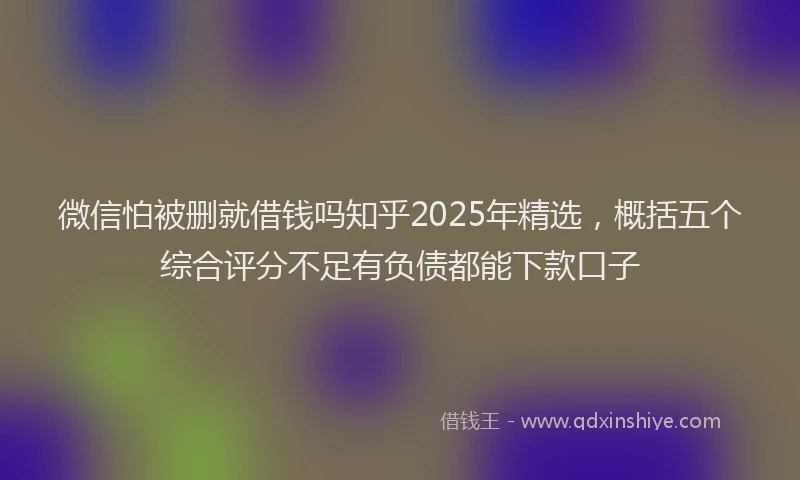 微信怕被删就借钱吗知乎2025年精选，概括五个综合评分不足有负债都能下款口子