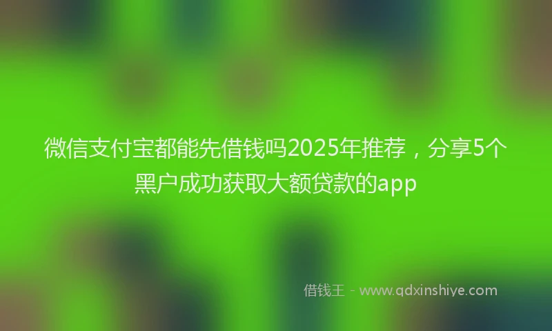 微信支付宝都能先借钱吗2025年推荐，分享5个黑户成功获取大额贷款的app