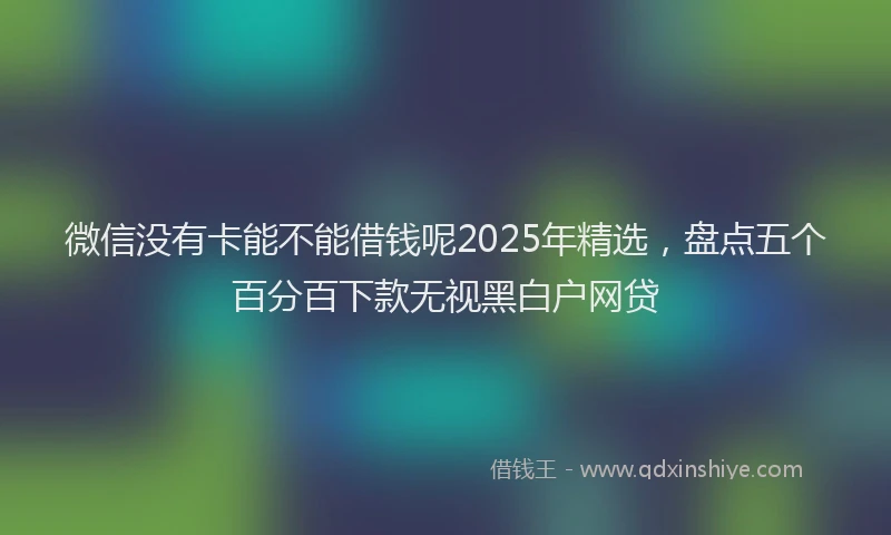 微信没有卡能不能借钱呢2025年精选，盘点五个百分百下款无视黑白户网贷