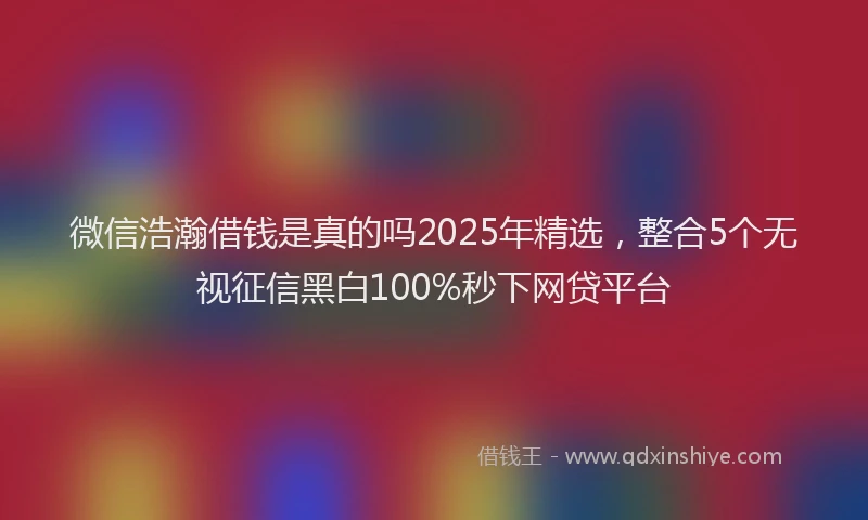 微信浩瀚借钱是真的吗2025年精选，整合5个无视征信黑白100%秒下网贷平台