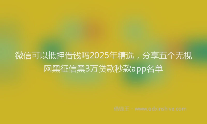 微信可以抵押借钱吗2025年精选，分享五个无视网黑征信黑3万贷款秒款app名单
