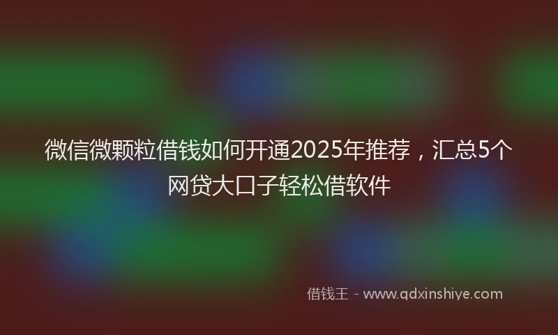 微信微颗粒借钱如何开通2025年推荐，汇总5个网贷大口子轻松借软件