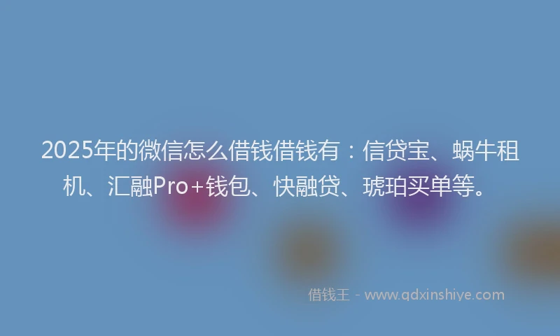 2025年的微信怎么借钱借钱有：信贷宝、蜗牛租机、汇融Pro+钱包、快融贷、琥珀买单等。