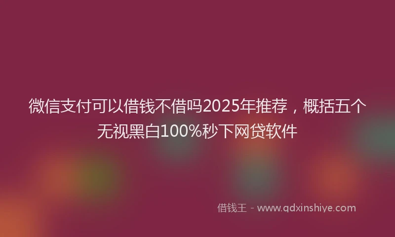微信支付可以借钱不借吗2025年推荐，概括五个无视黑白100%秒下网贷软件