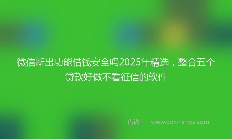 微信新出功能借钱安全吗2025年精选，整合五个贷款好做不看征信的软件