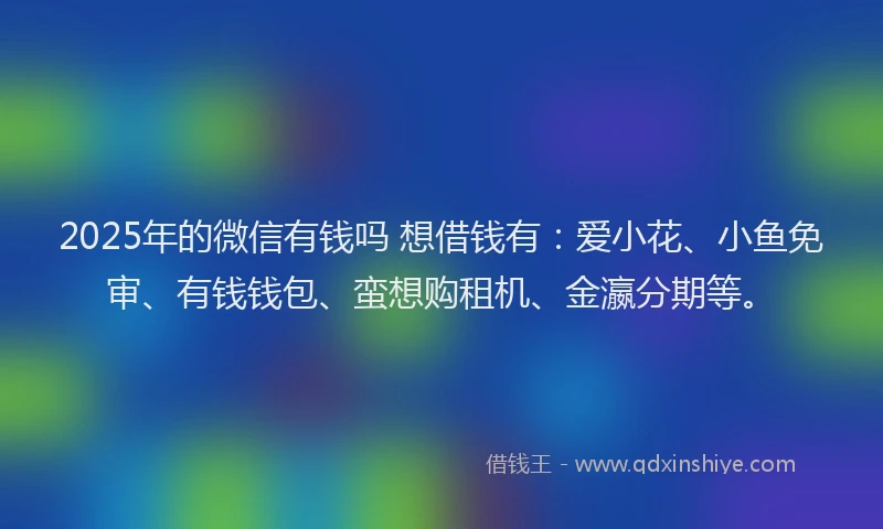 2025年的微信有钱吗 想借钱有：爱小花、小鱼免审、有钱钱包、蛮想购租机、金瀛分期等。