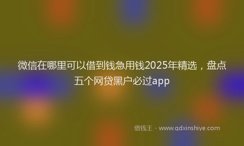 微信在哪里可以借到钱急用钱2025年精选，盘点五个网贷黑户必过app