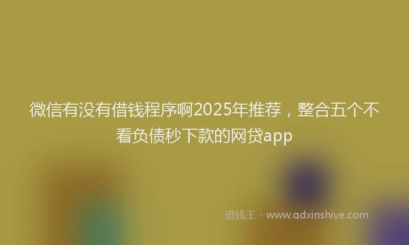微信有没有借钱程序啊2025年推荐，整合五个不看负债秒下款的网贷app