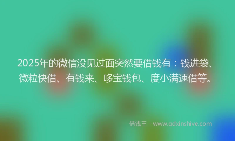 2025年的微信没见过面突然要借钱有：钱进袋、微粒快借、有钱来、哆宝钱包、度小满速借等。