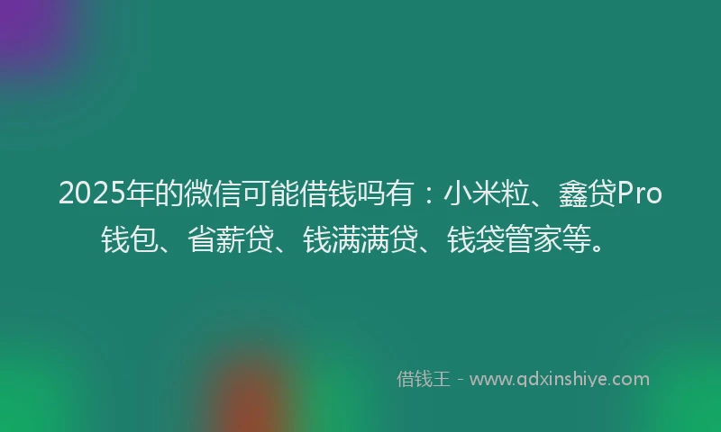 2025年的微信可能借钱吗有：小米粒、鑫贷Pro钱包、省薪贷、钱满满贷、钱袋管家等。