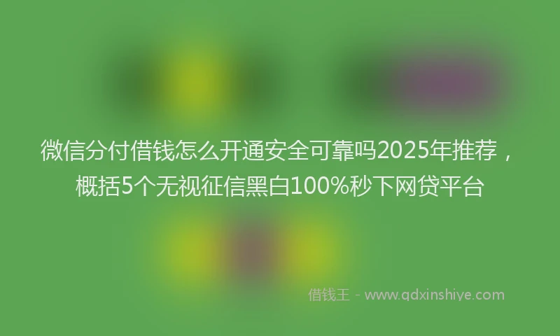 微信分付借钱怎么开通安全可靠吗2025年推荐，概括5个无视征信黑白100%秒下网贷平台