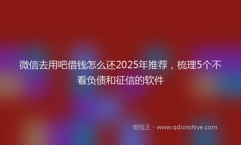 微信去用吧借钱怎么还2025年推荐，梳理5个不看负债和征信的软件