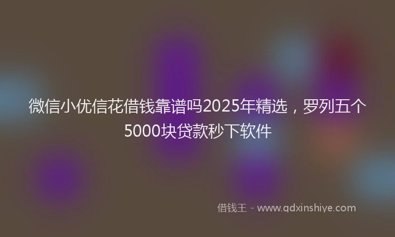 微信小优信花借钱靠谱吗2025年精选，罗列五个5000块贷款秒下软件