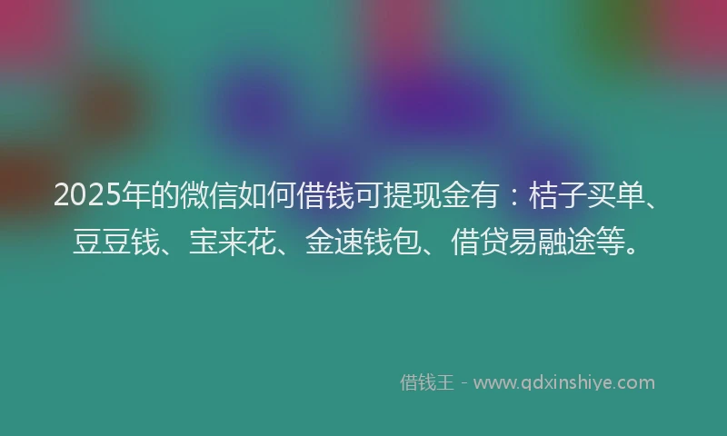 2025年的微信如何借钱可提现金有：桔子买单、豆豆钱、宝来花、金速钱包、借贷易融途等。
