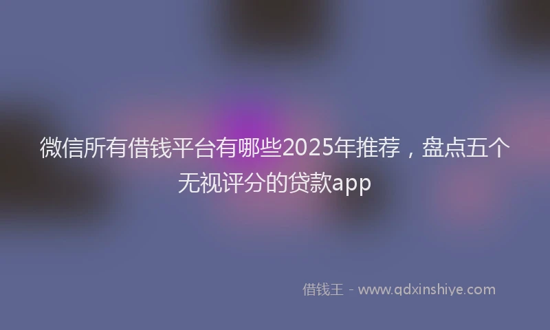 微信所有借钱平台有哪些2025年推荐，盘点五个无视评分的贷款app
